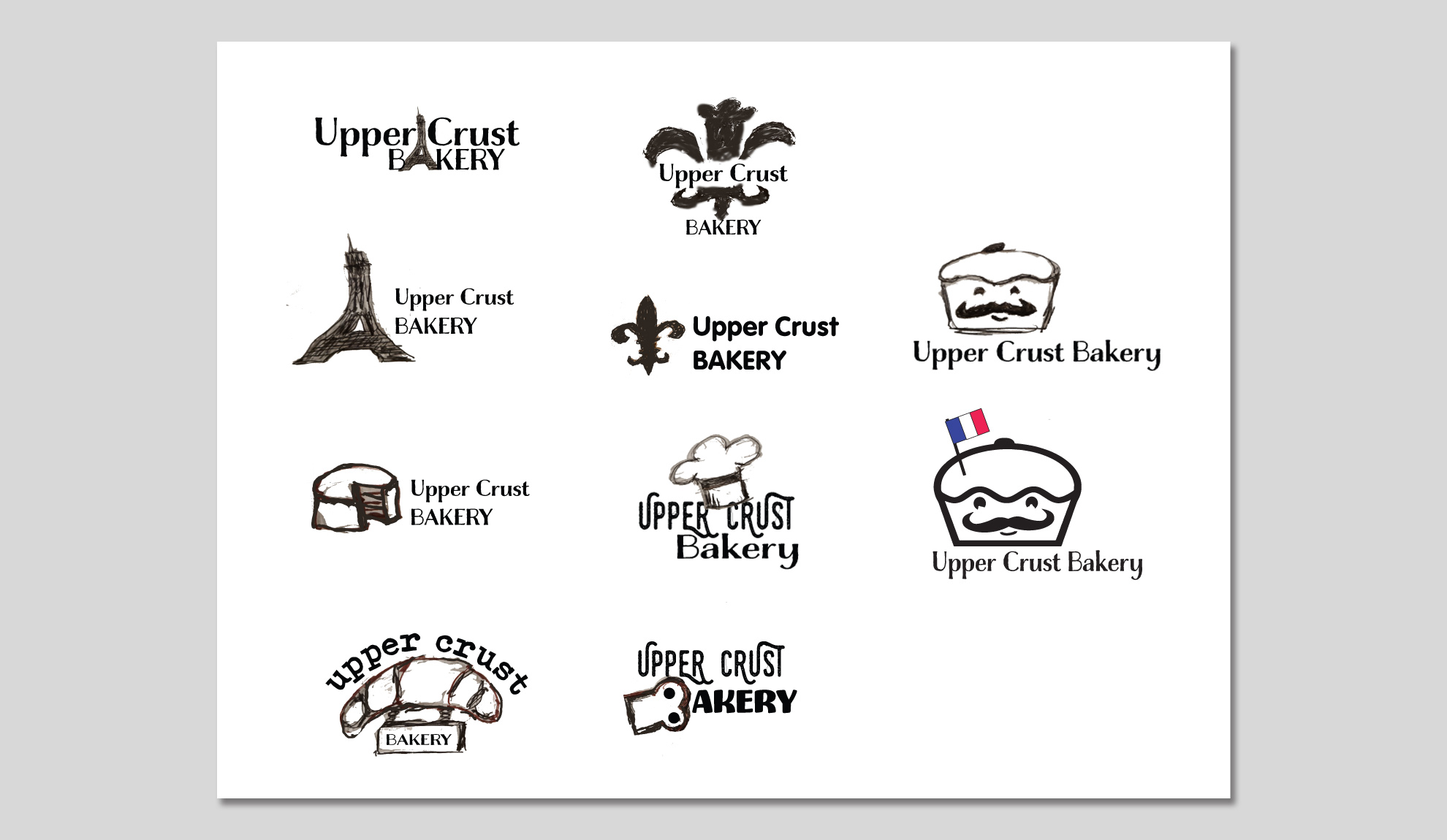Upper Crust Bakery logo sketches