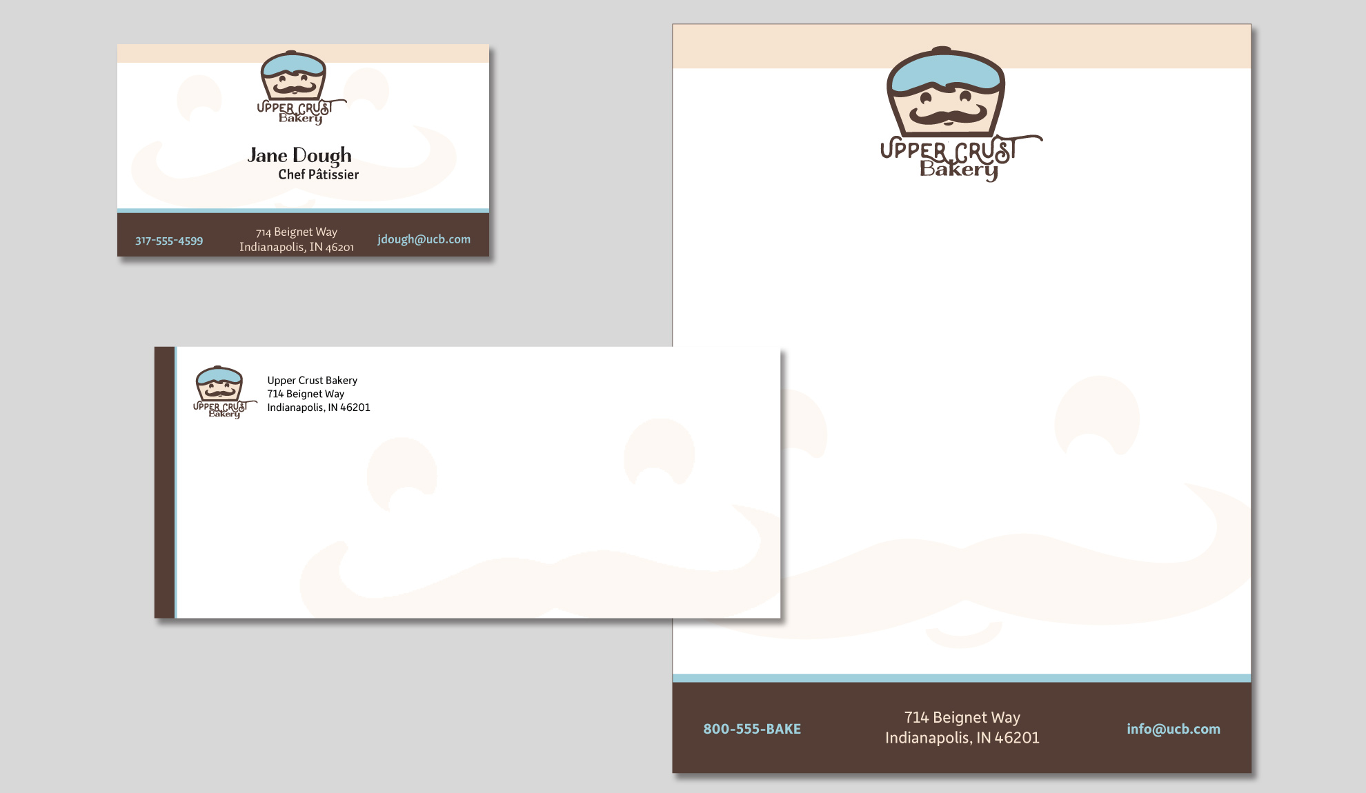 Upper Crust Bakery stationery suite